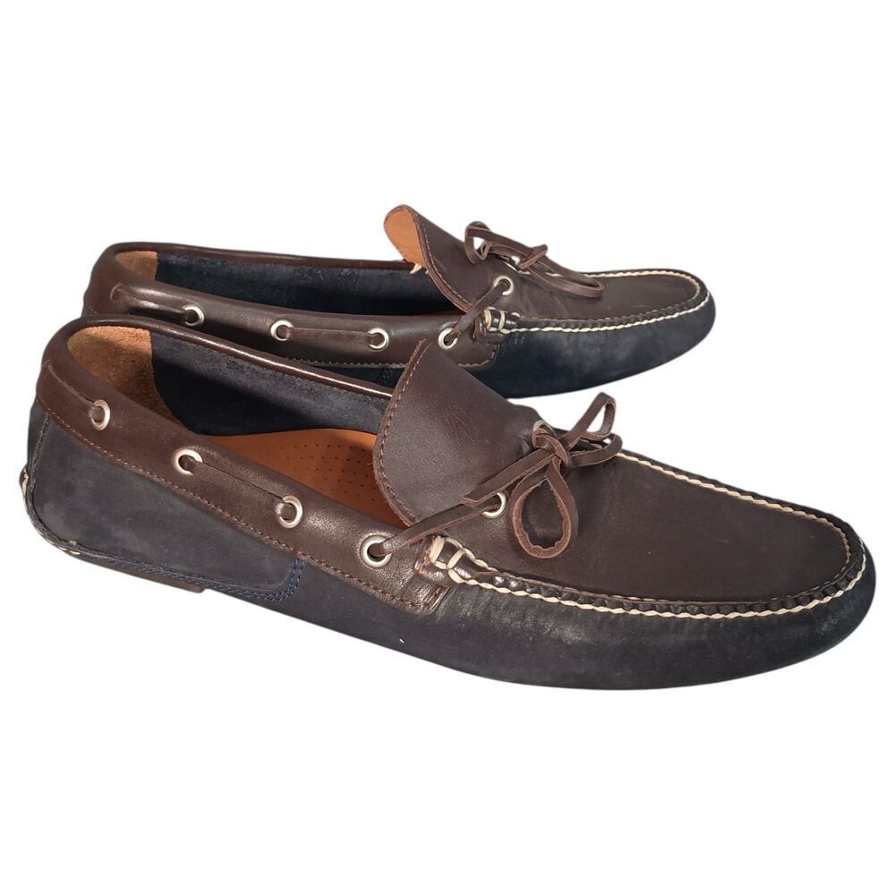 Peter Millar Brown Driver Loafer Moccasin Casual Shoe Mens 9 Brown Blue Leather